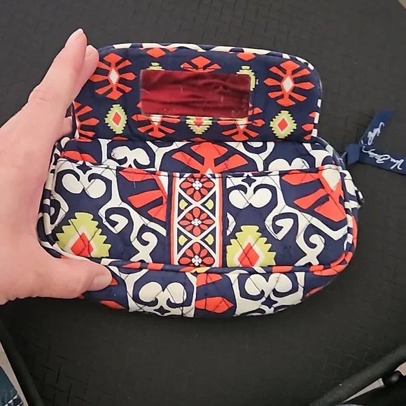 Vera Bradley makeup bag. Navy blue, white, orange and line green. Pre loved - Picture 2 of 8